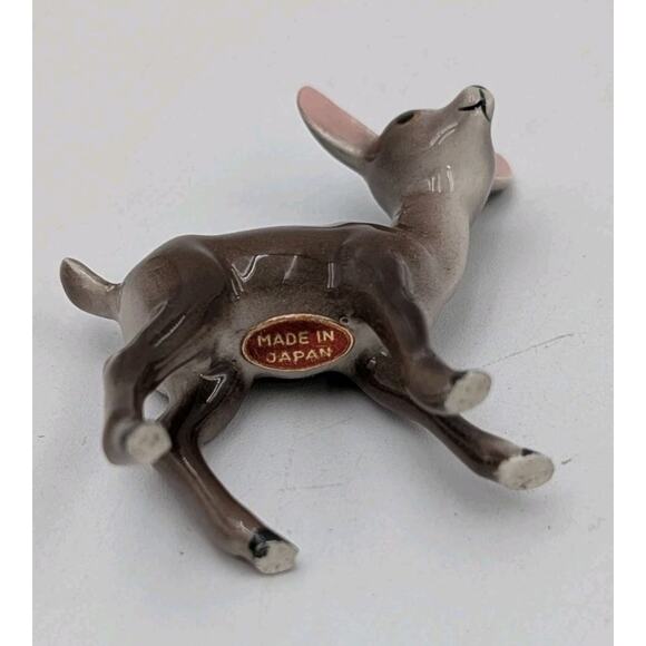 Vintage Japan Ceramic Fawn Deer Figurine Mini Glazed Brown Lefton Style 1950s - Picture 5 of 6